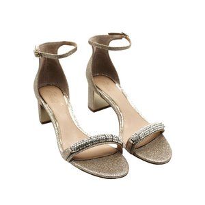 Jewel Badgley Mischka Womens Ramsay Glitter Block Heels